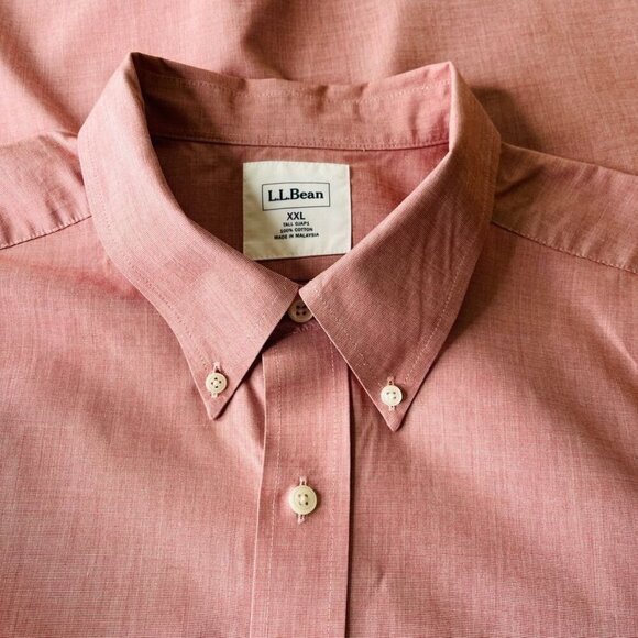 L.L. Bean Mens Button Down Shirt Size XXL Tall Red/Pink 100% Cotton* - Picture 3 of 10